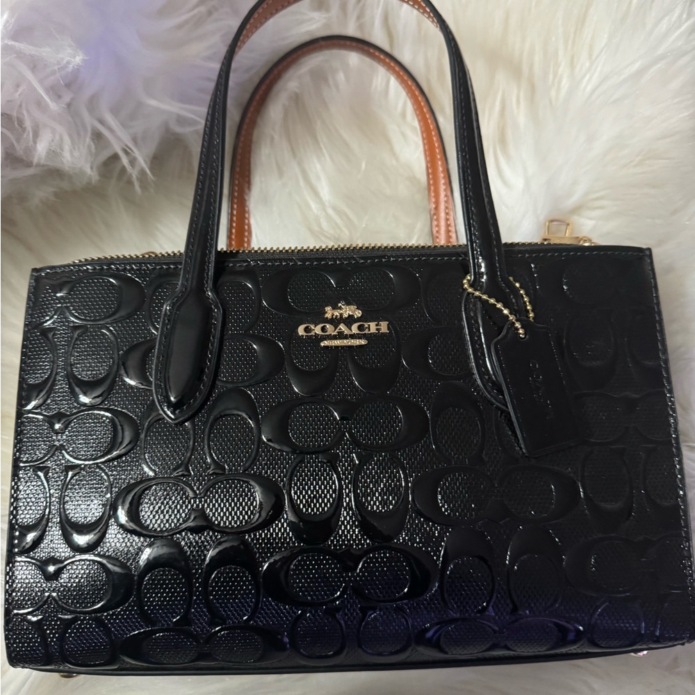 Coach Black Embossed Leather Tote